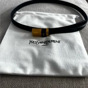 Yves Saint Laurent Black Belt with Gold Buckle